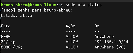 Status do firewall UFW antes do scan.